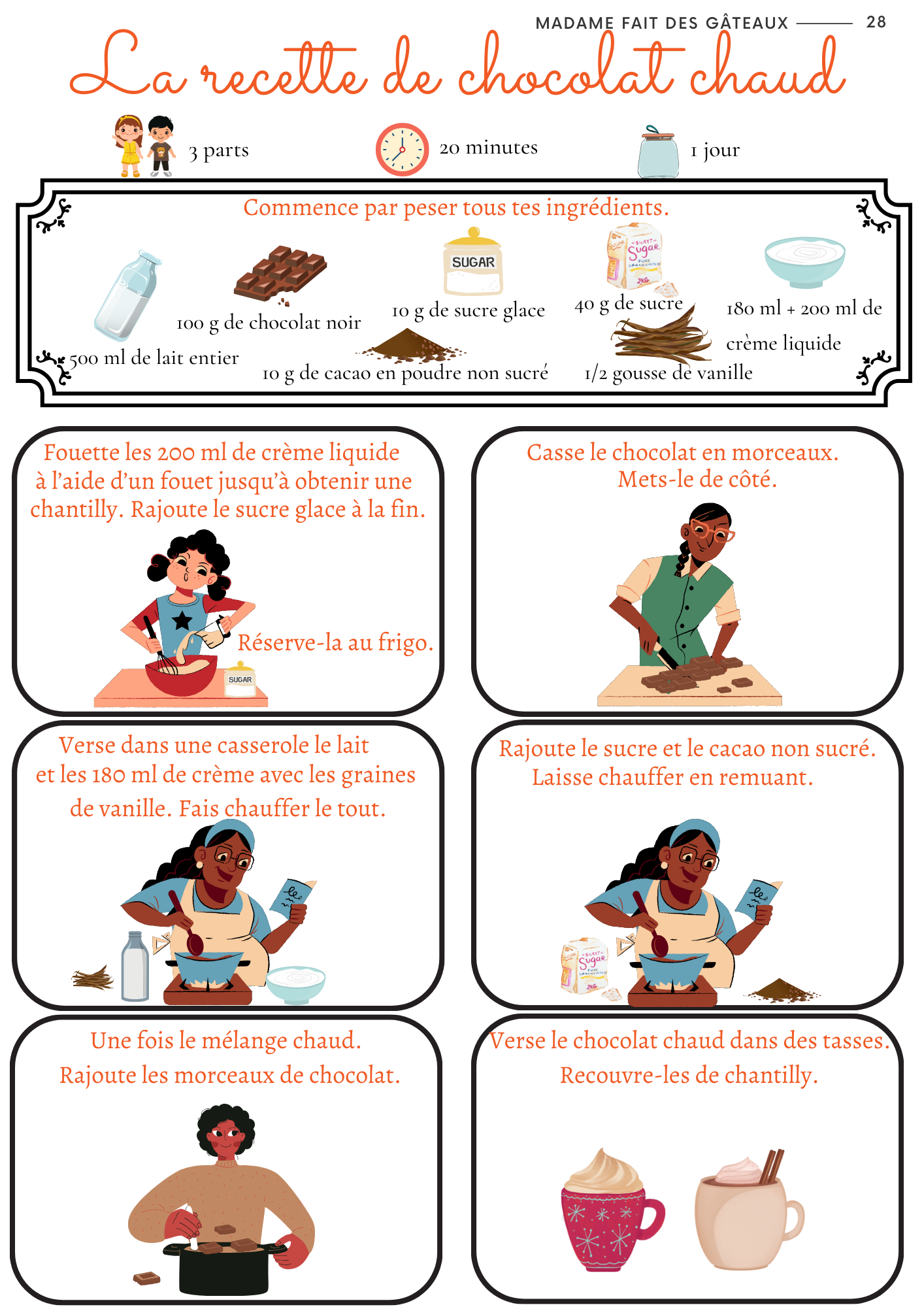 recette chocolat chaud illustrée pour enfants